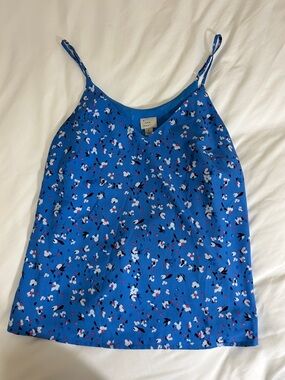 a new day Blue Floral Print Spaghetti Strap Tank Top